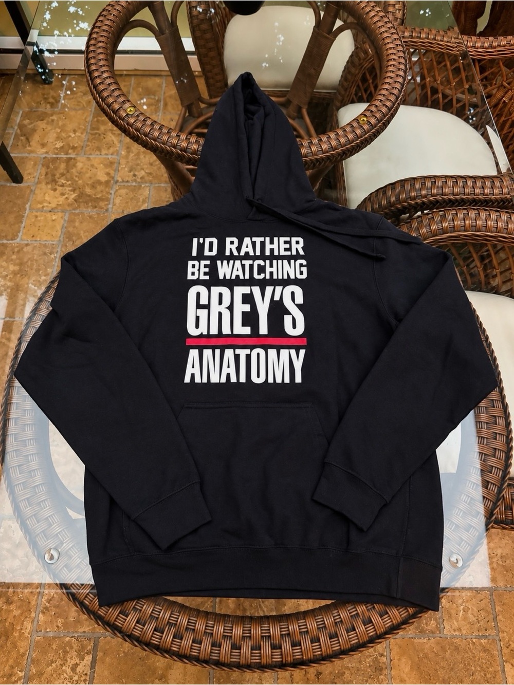 Black Graphic Hoodie - I'd Rather Be Watching Grey's Anatomy